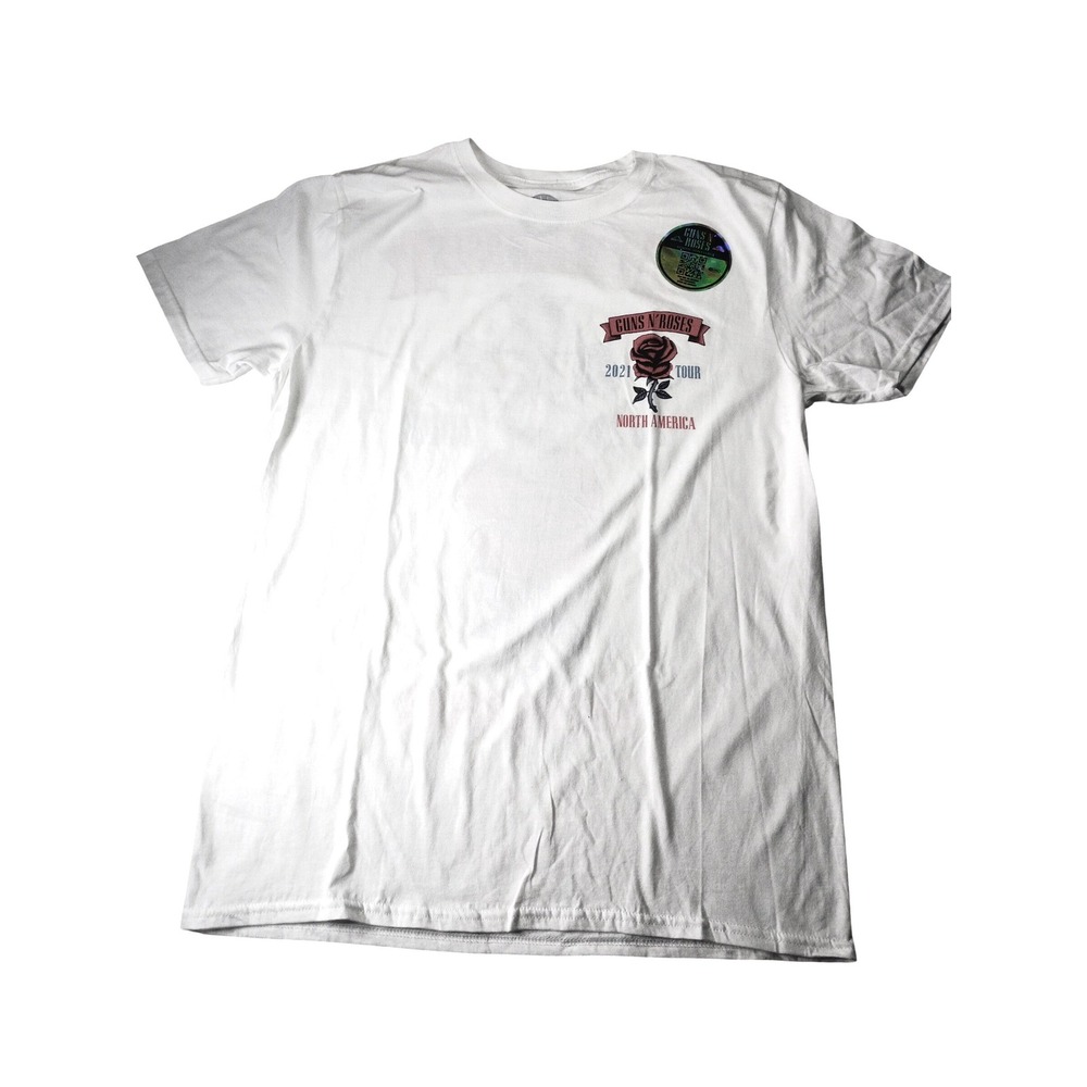 Guns N Roses 2021 North America Tour T-Shirt White Large Band Merch Rose Cross